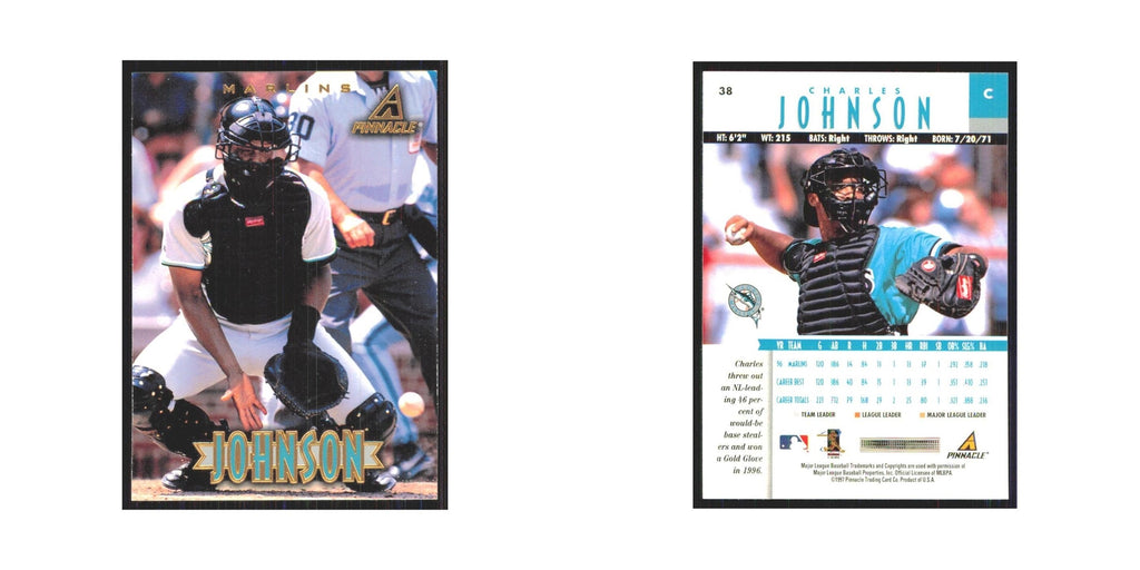 1997 Pinnacle Charles Johnson Florida Marlins #38