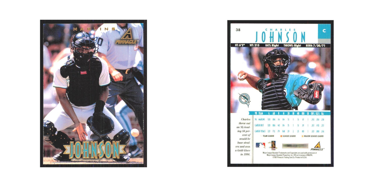 1997 Pinnacle Charles Johnson Florida Marlins #38