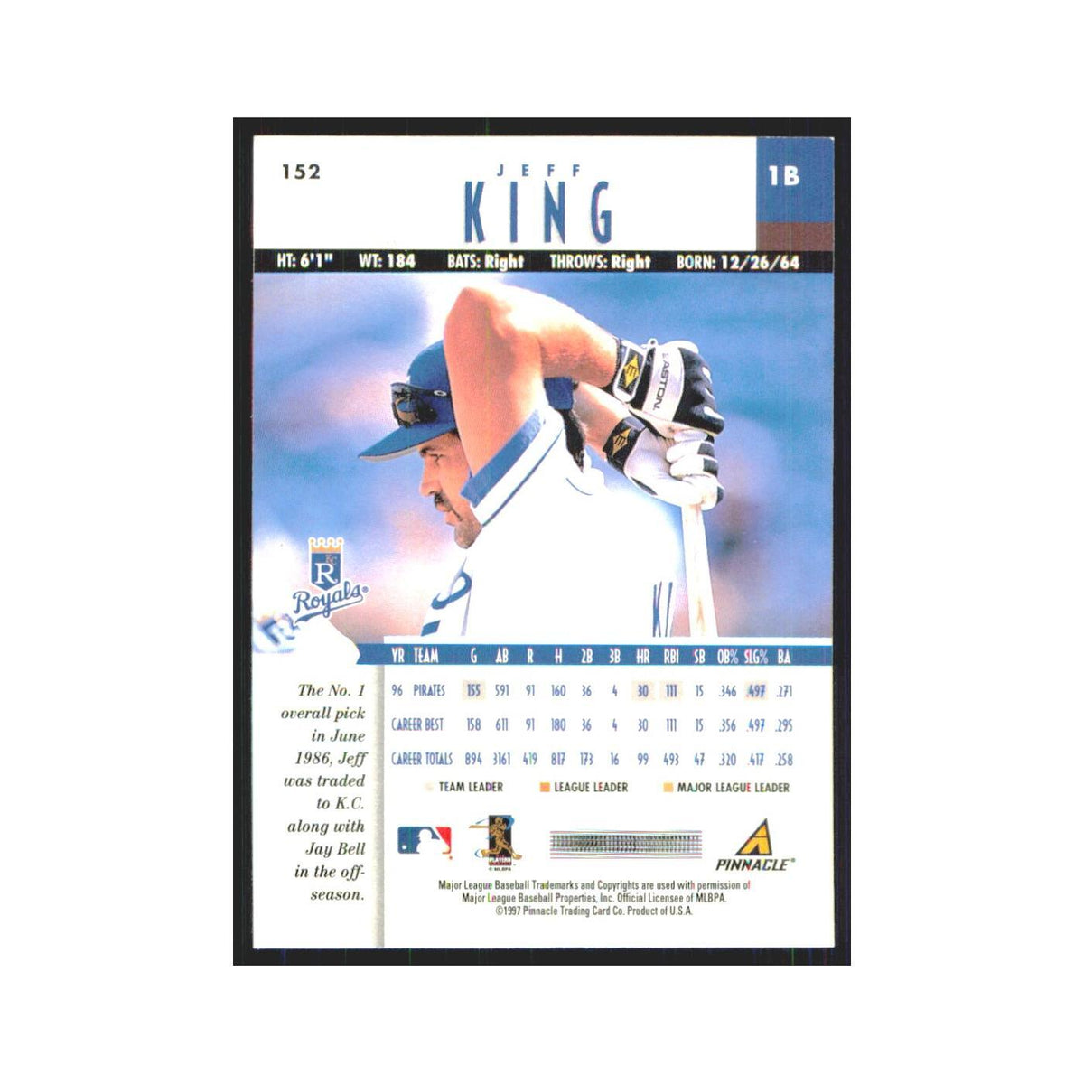 1997 Pinnacle Jeff King Royals #152