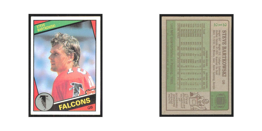 1984 Topps Steve Bartkowski Falcons #212