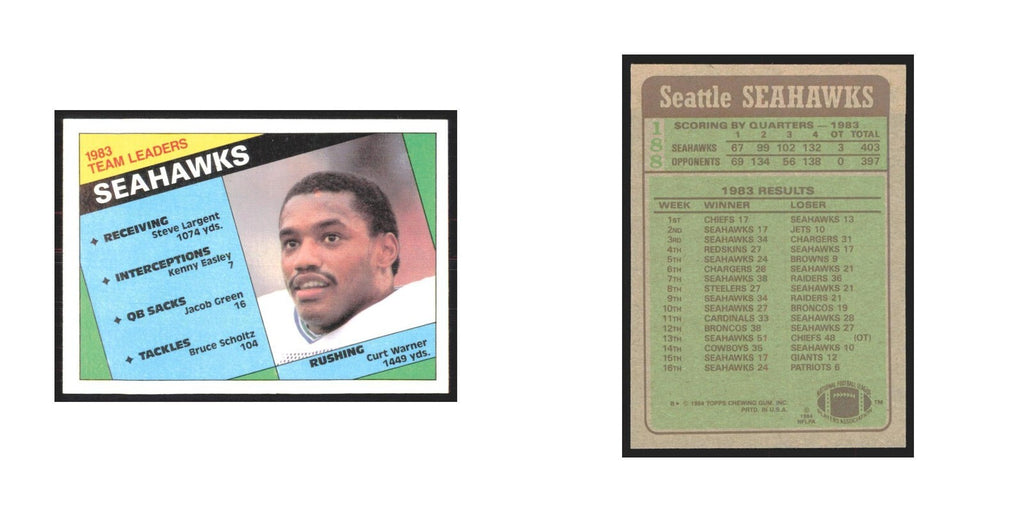 1984 Topps Curt Warner Seahawks #188