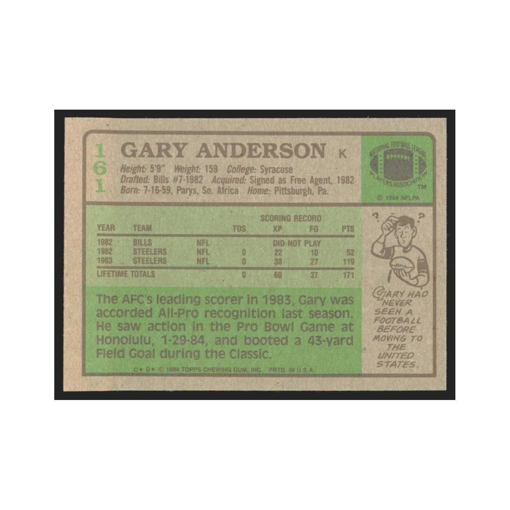 1984 Topps Gary Anderson Steelers #161