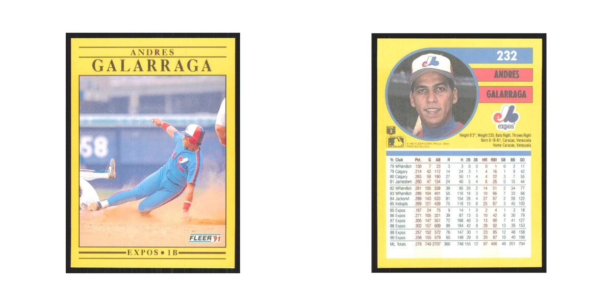 1991 Fleer Andres Galarraga Montreal Expos #232