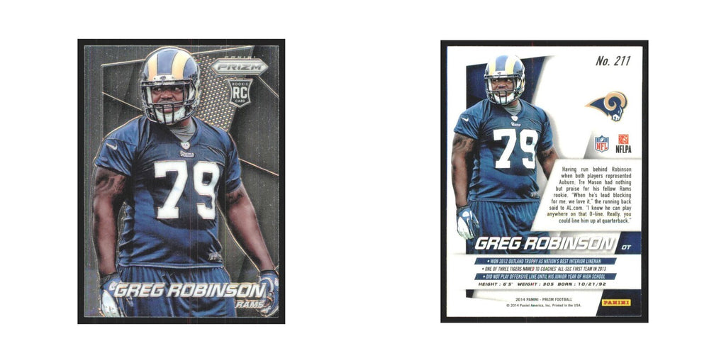 2014 Panini Prizm Greg Robinson RC St. Louis Rams #211