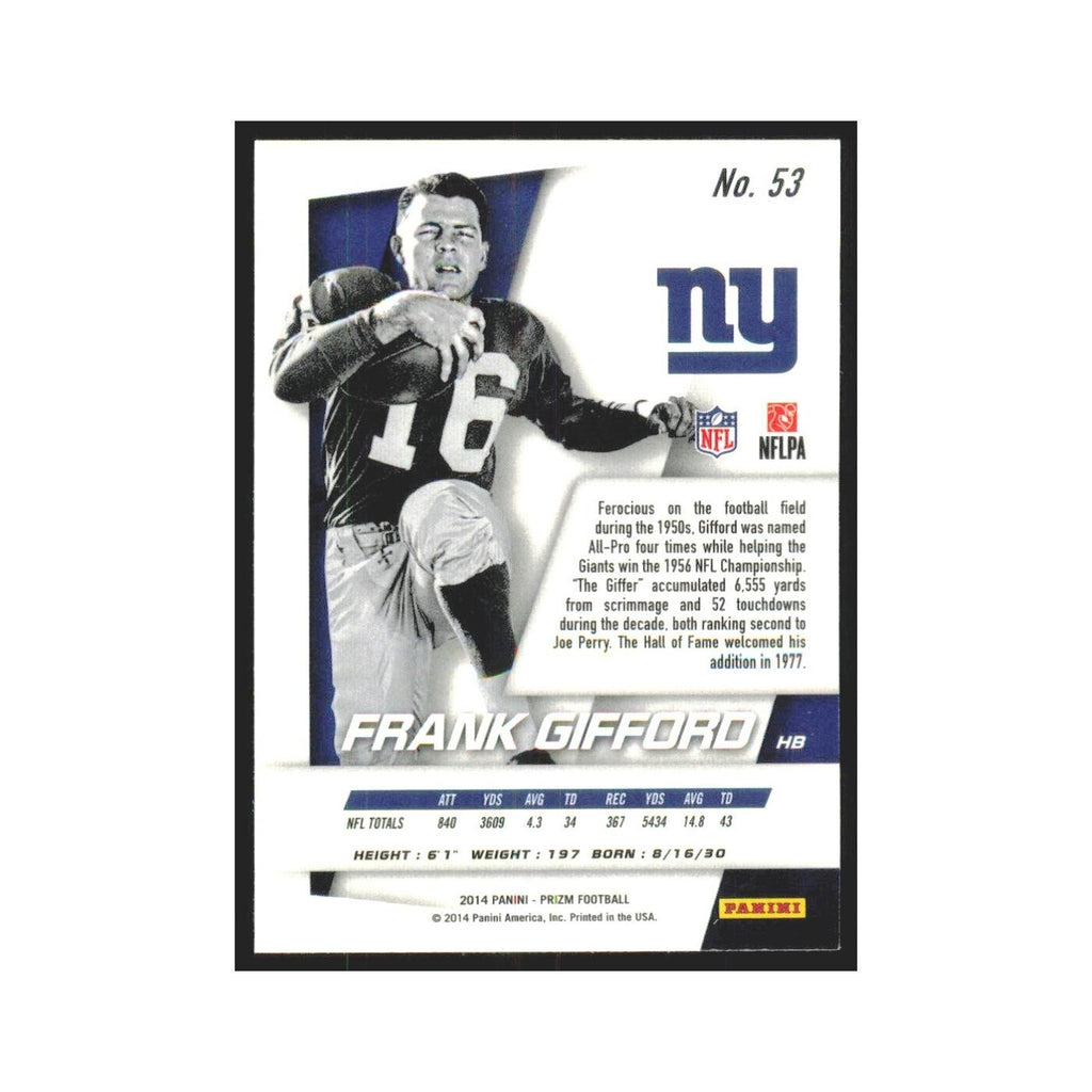 2014 Panini Prizm Frank Gifford Giants #53