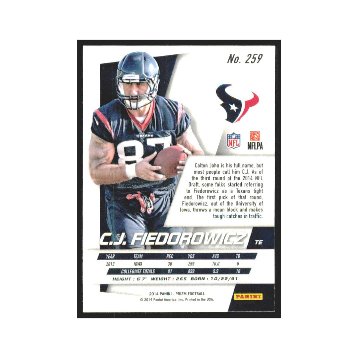 2014 Panini Prizm C.J. Fiedorowicz RC Texans #259