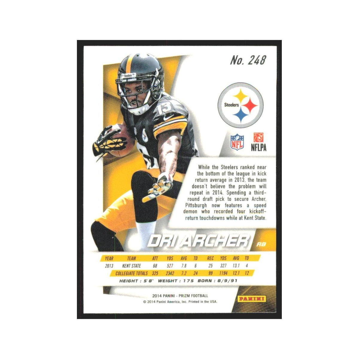 2014 Panini Prizm Dri Archer RC Steelers #248