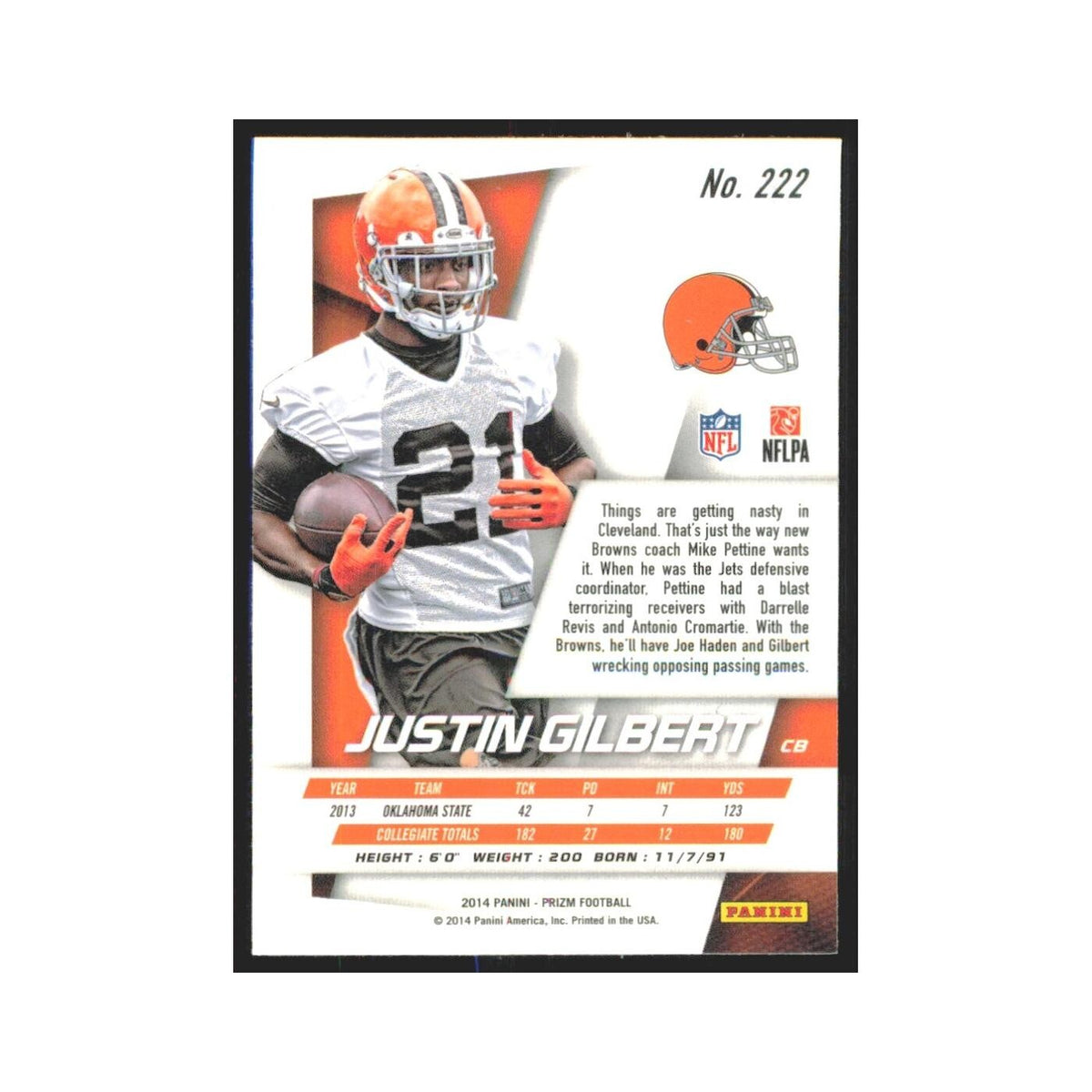 2014 Panini Prizm Justin Gilbert RC Browns #222