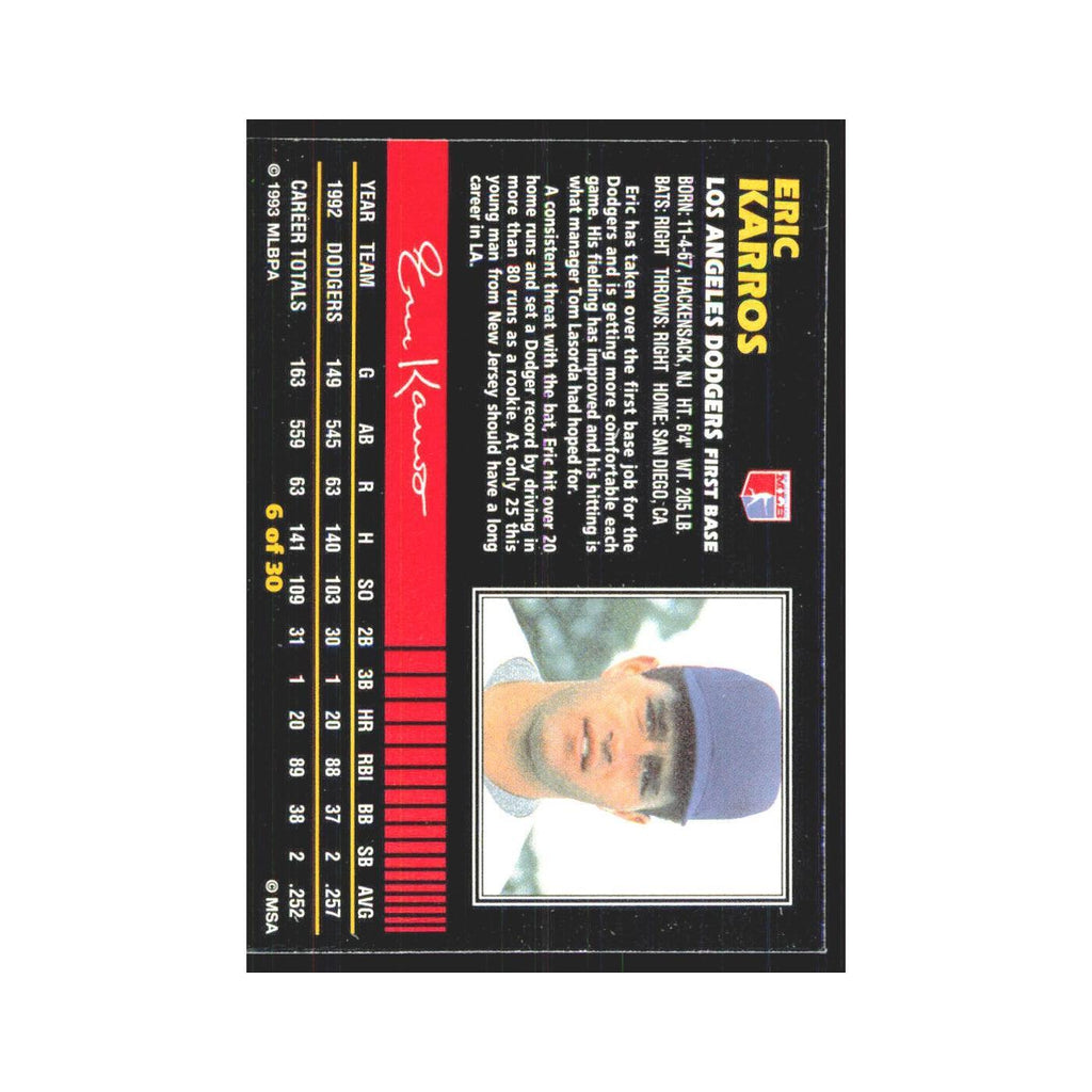 1993 Post Cereal Eric Karros Dodgers #6