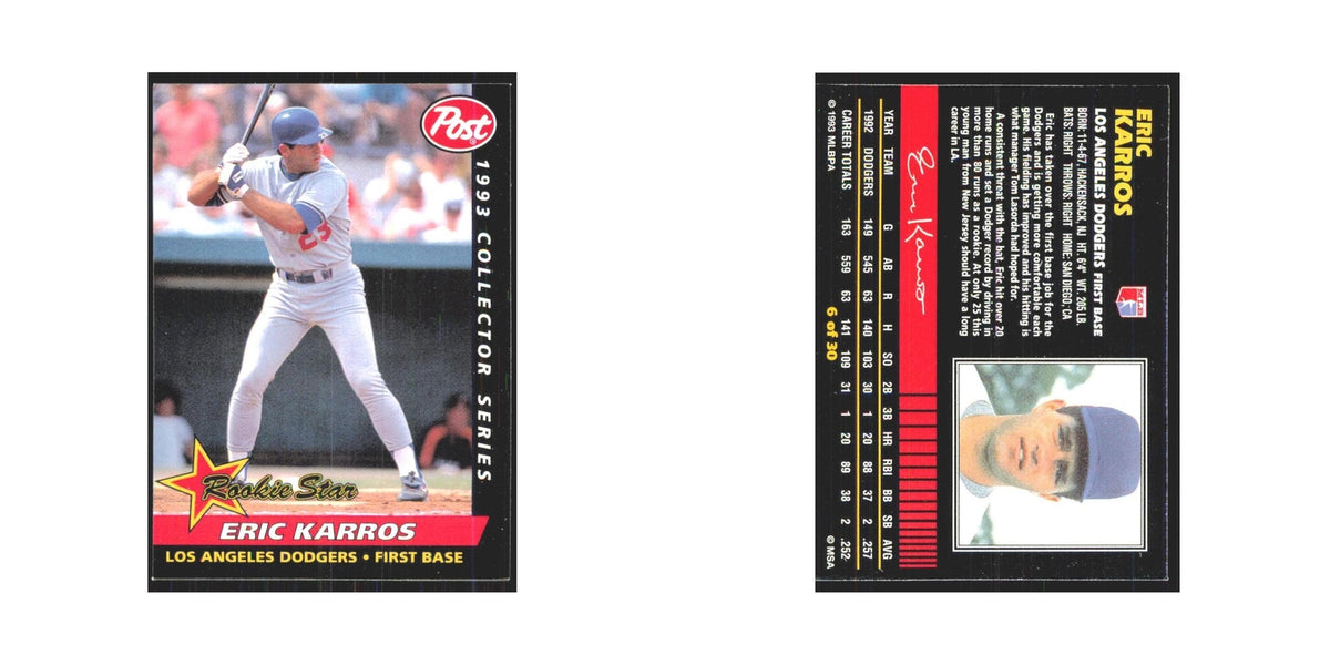 1993 Post Cereal Eric Karros Dodgers #6