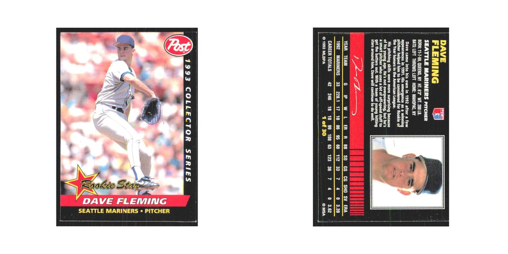 1993 Post Cereal Dave Fleming Mariners #1