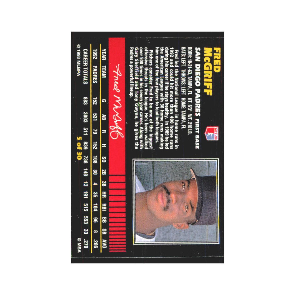 1993 Post Cereal Fred McGriff Padres #5
