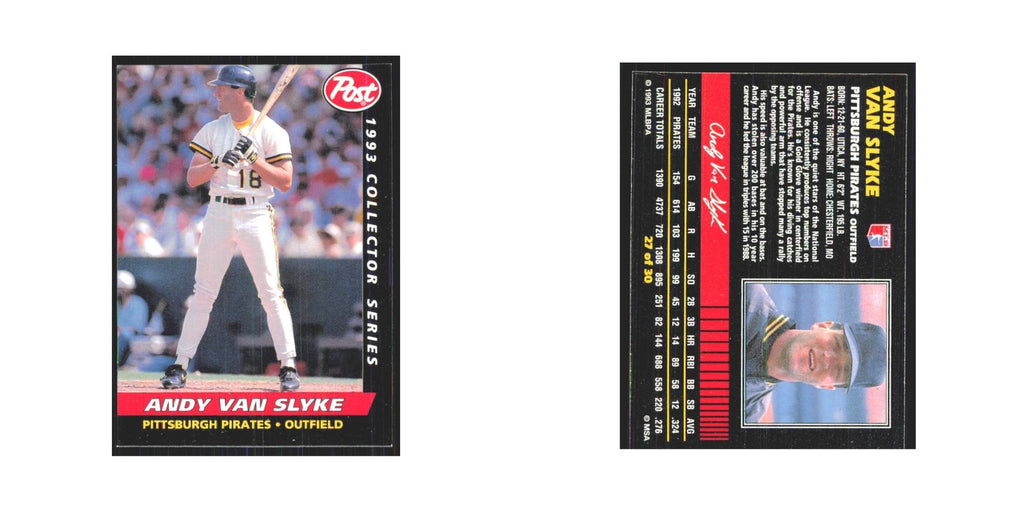 1993 Post Cereal Andy Van Slyke Pirates #27