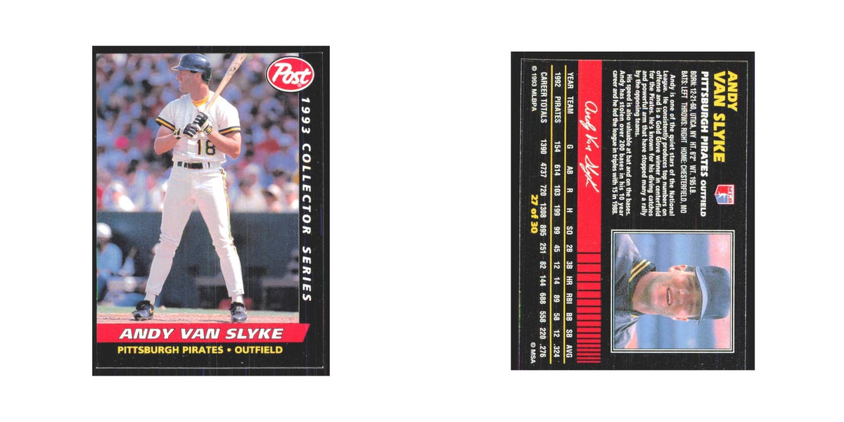 1993 Post Cereal Andy Van Slyke Pirates #27