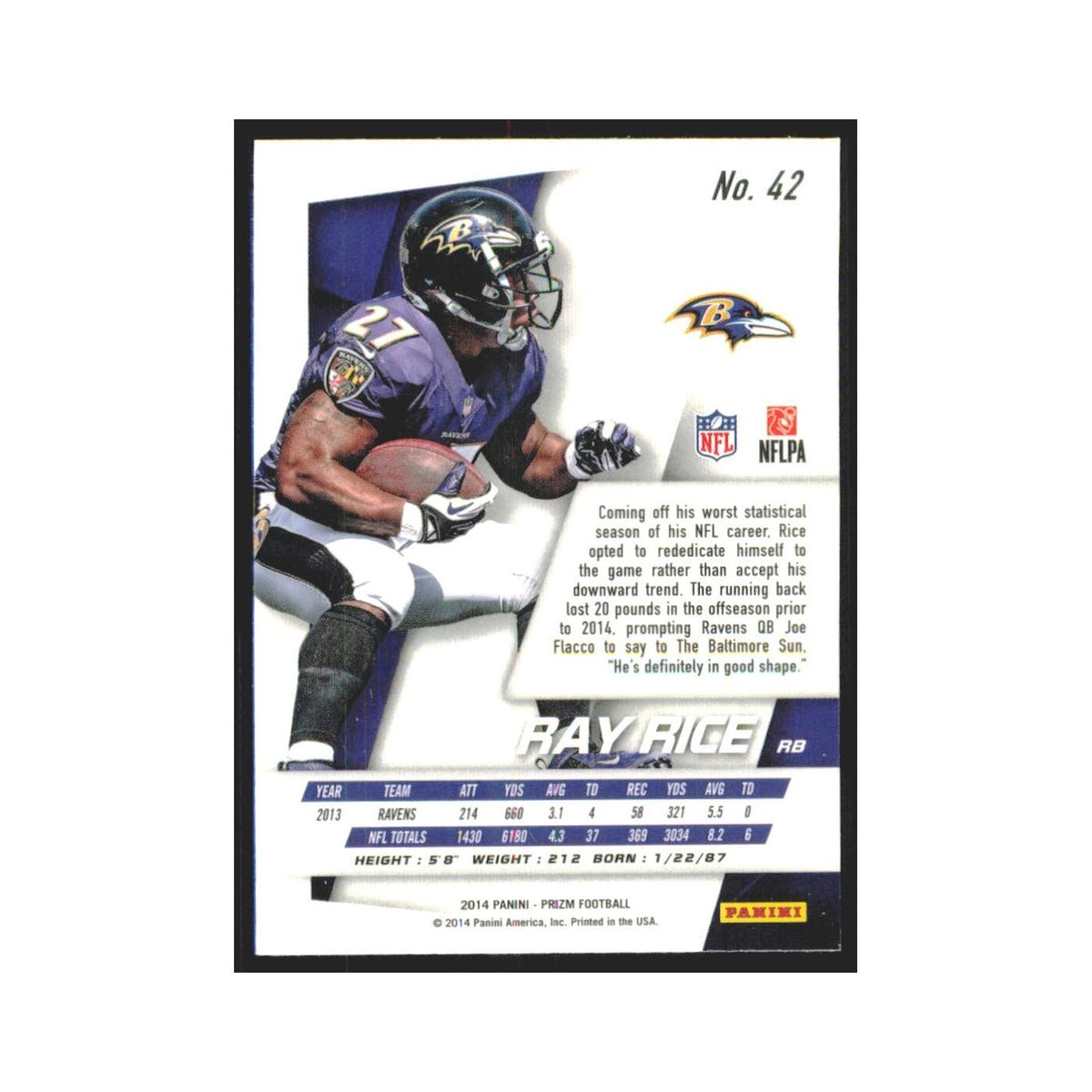 2014 Panini Prizm Ray Rice Ravens #42