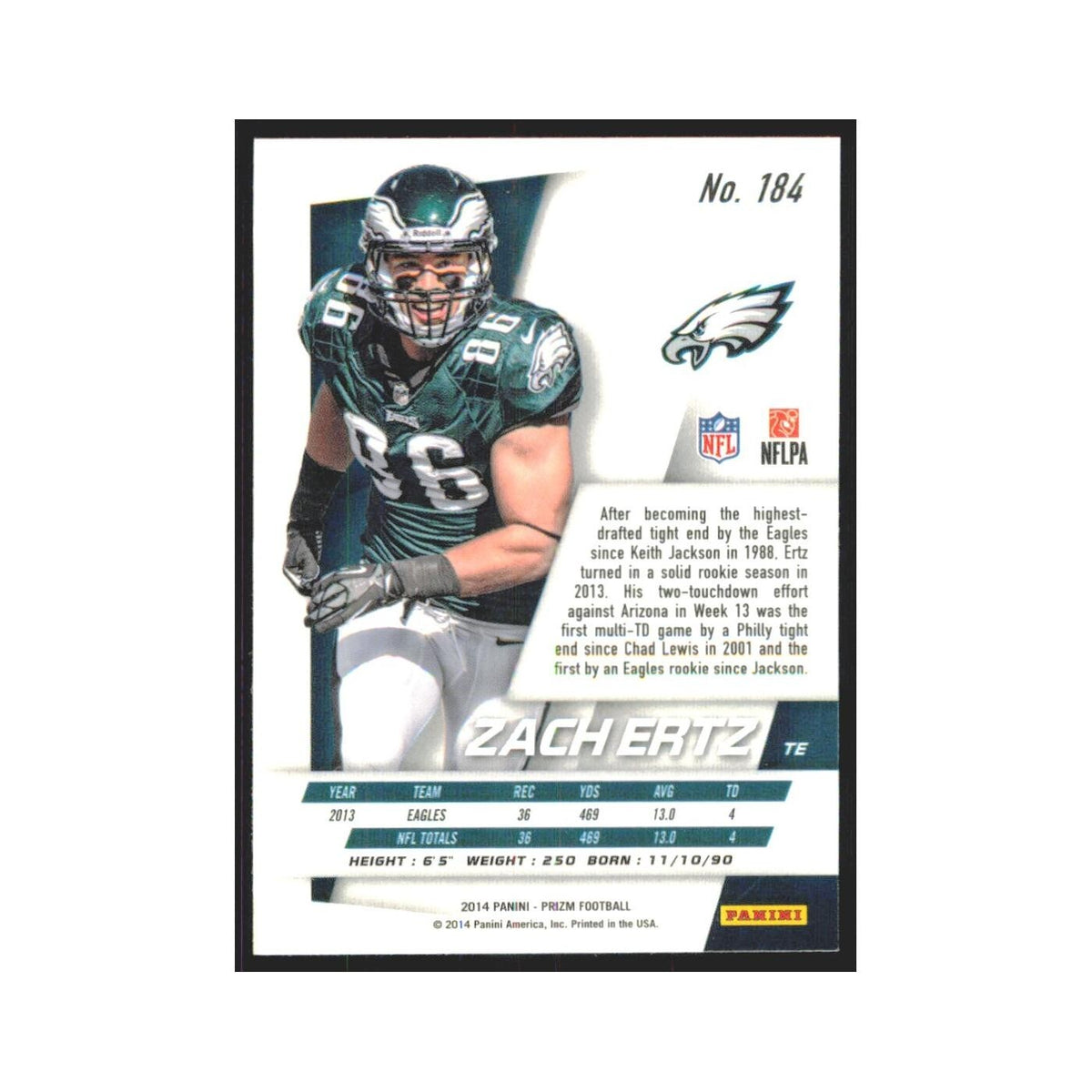 2014 Panini Prizm Zach Ertz Eagles #184