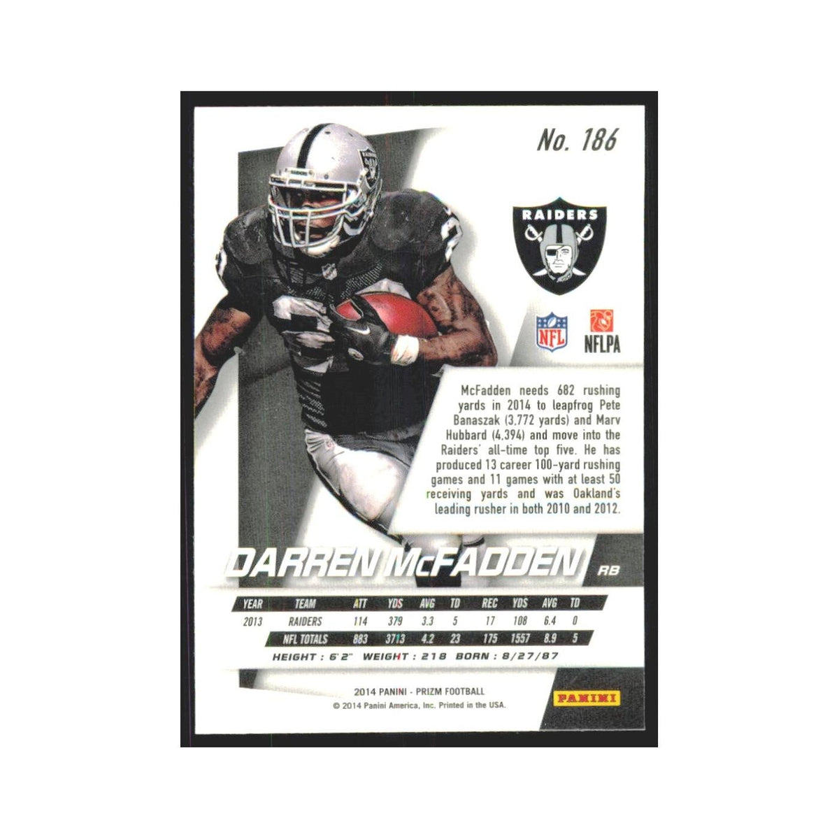 2014 Panini Prizm Darren McFadden Raiders #186