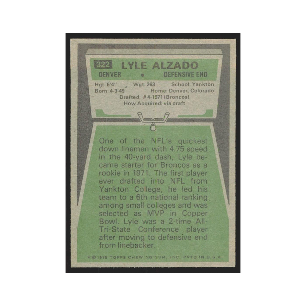 1975 Topps Lyle Alzado Broncos #322