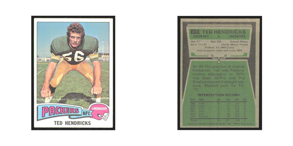 1975 Topps Ted Hendricks Packers #315