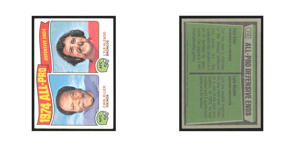 1975 Topps Carl Eller/Lyle Alzado Minnesota Vikings/Denver Broncos #216