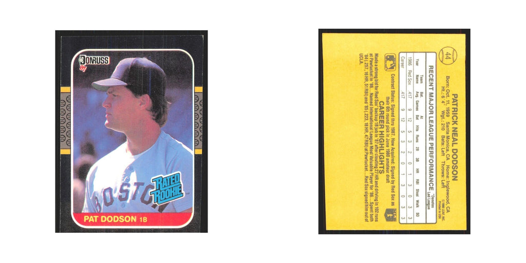 1987 Donruss Pat Dodson RC Red Sox #44
