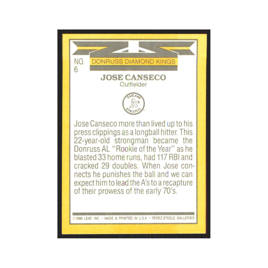 1987 Donruss Jose Canseco Athletics #6