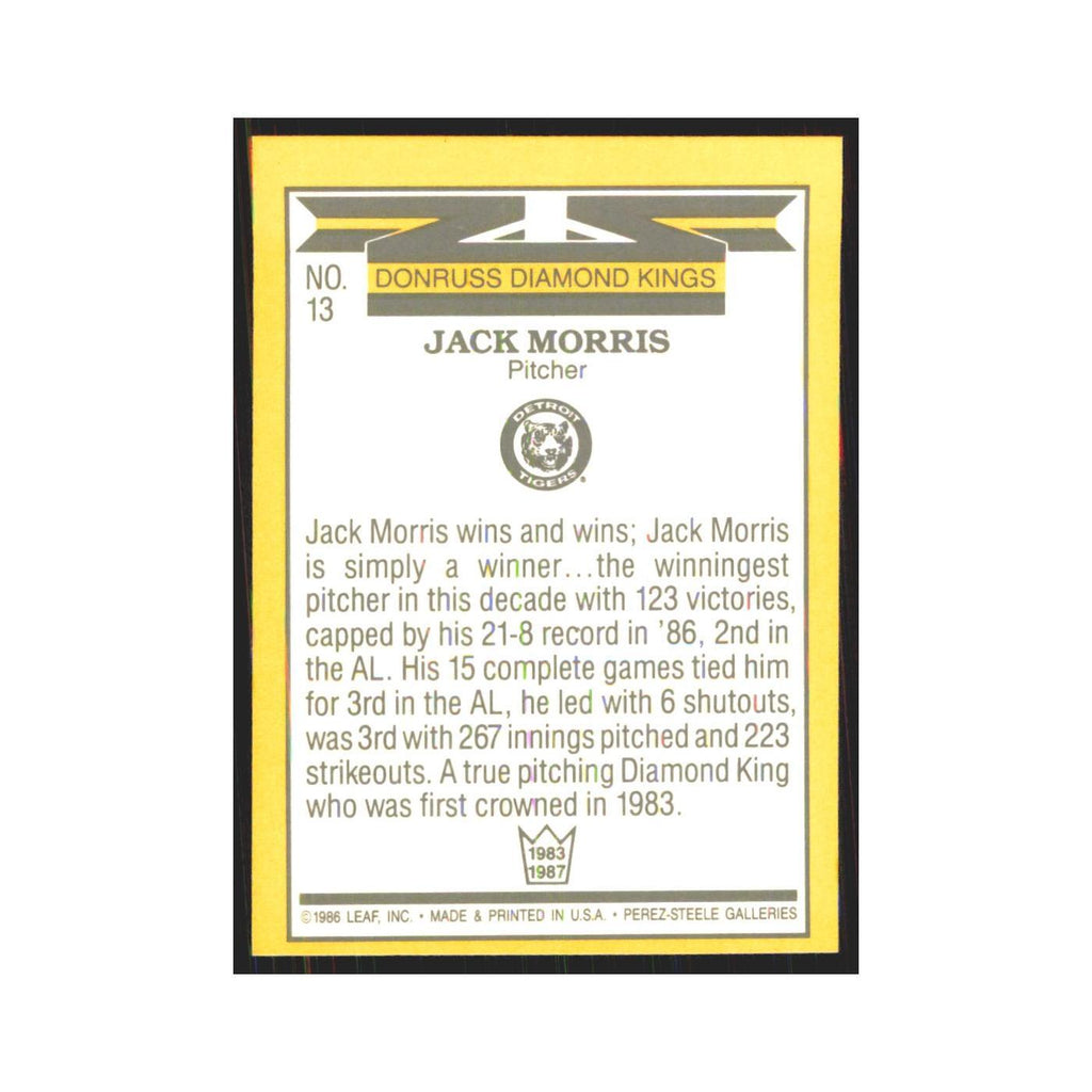 1987 Donruss Jack Morris Tigers #13