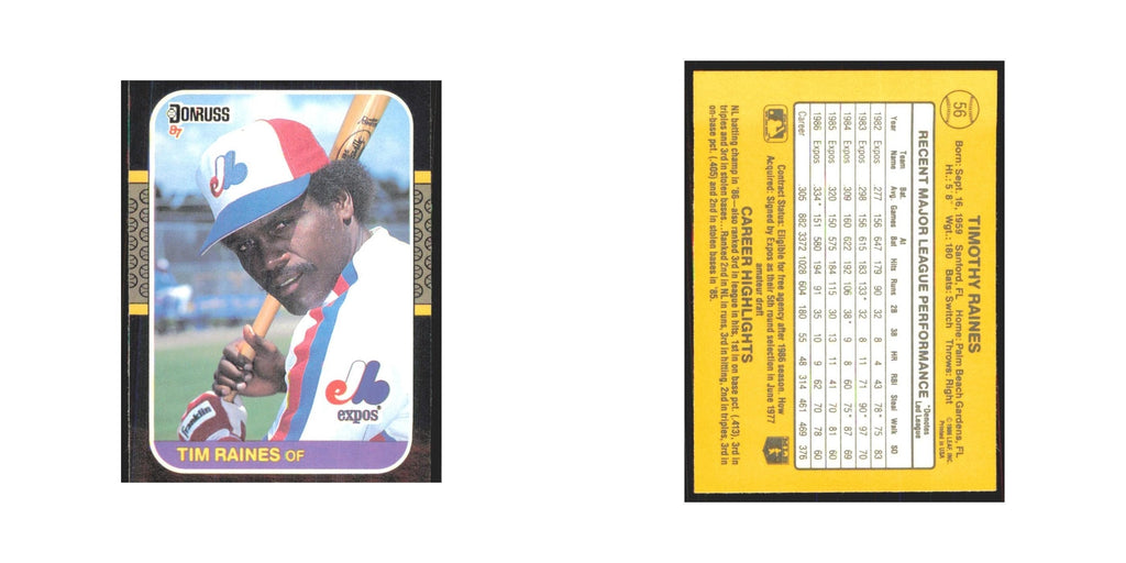 1987 Donruss Tim Raines Montreal Expos #56