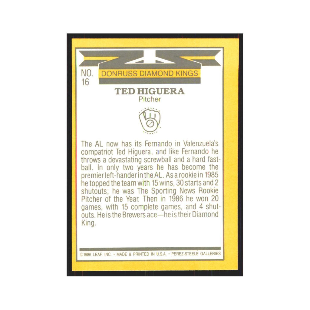 1987 Donruss Ted Higuera Brewers #16
