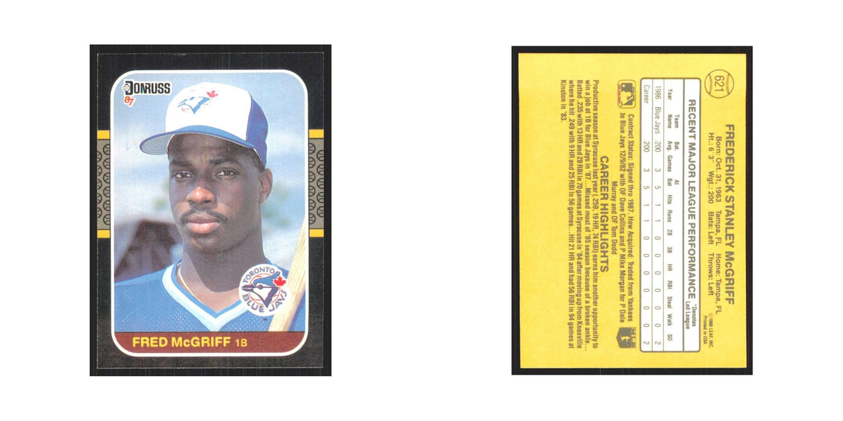 1987 Donruss Fred McGriff Blue Jays #621
