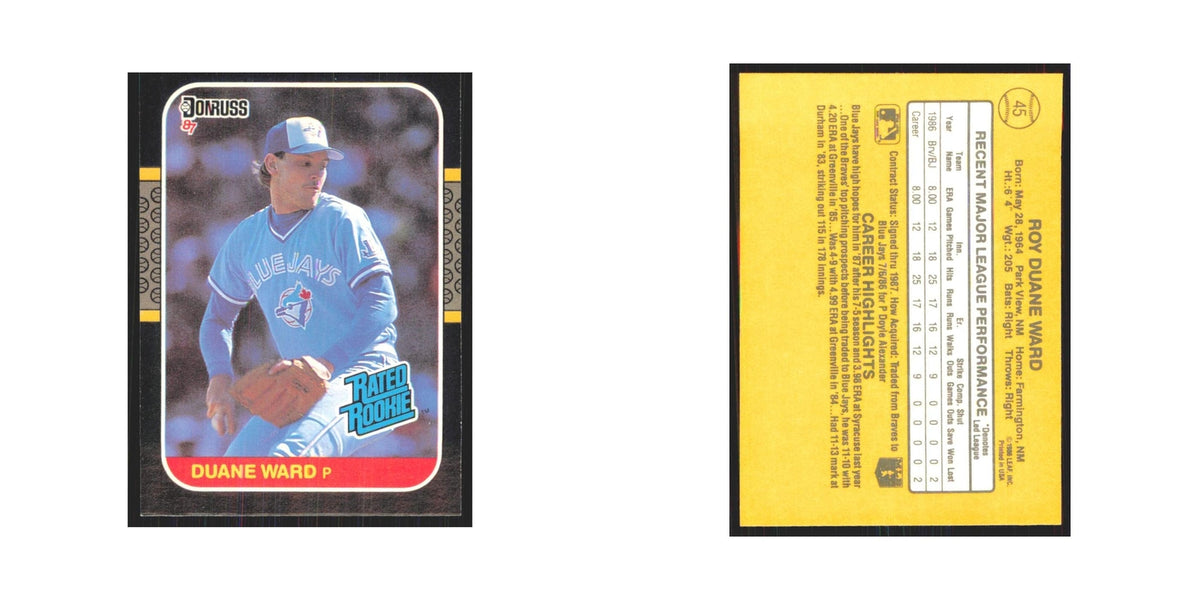 1987 Donruss Duane Ward RC Blue Jays #45