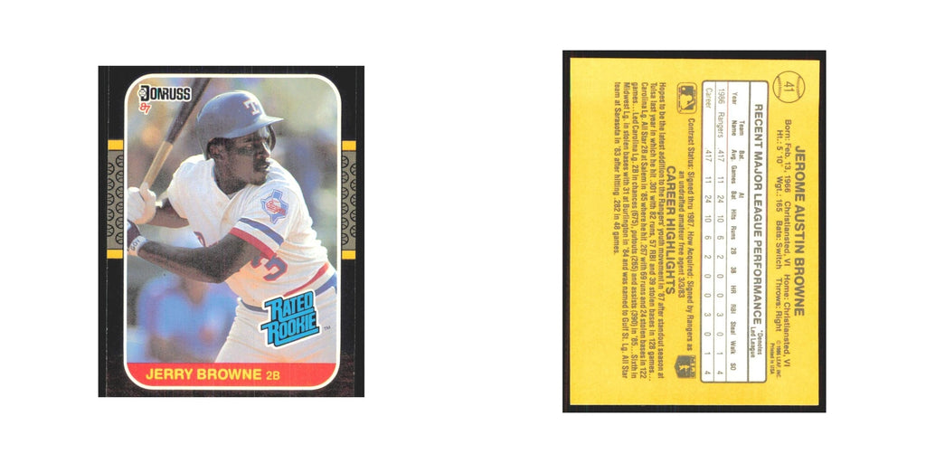 1987 Donruss Jerry Browne RC Rangers #41