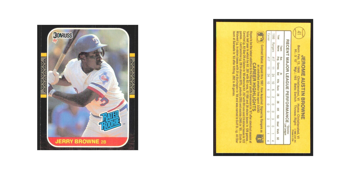 1987 Donruss Jerry Browne RC Rangers #41