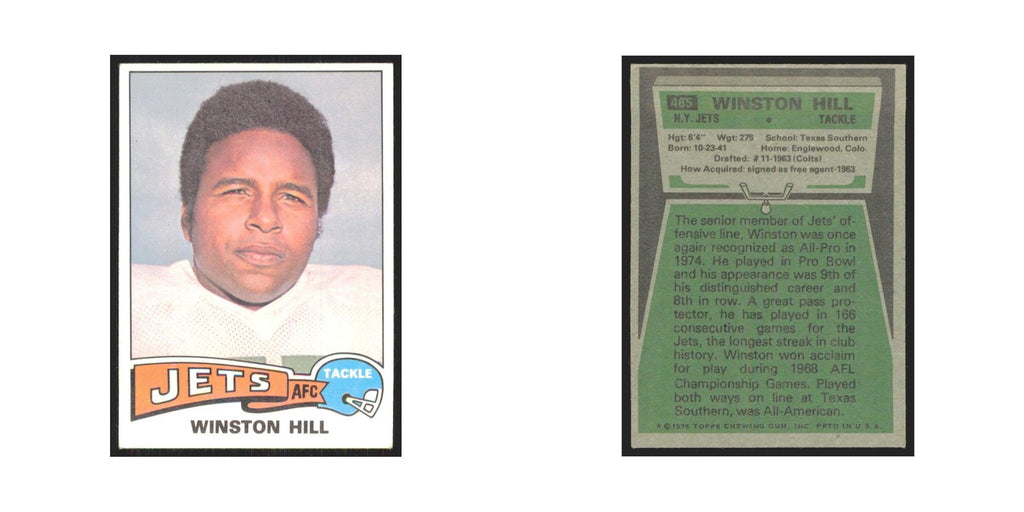 1975 Topps Winston Hill Jets #485.0