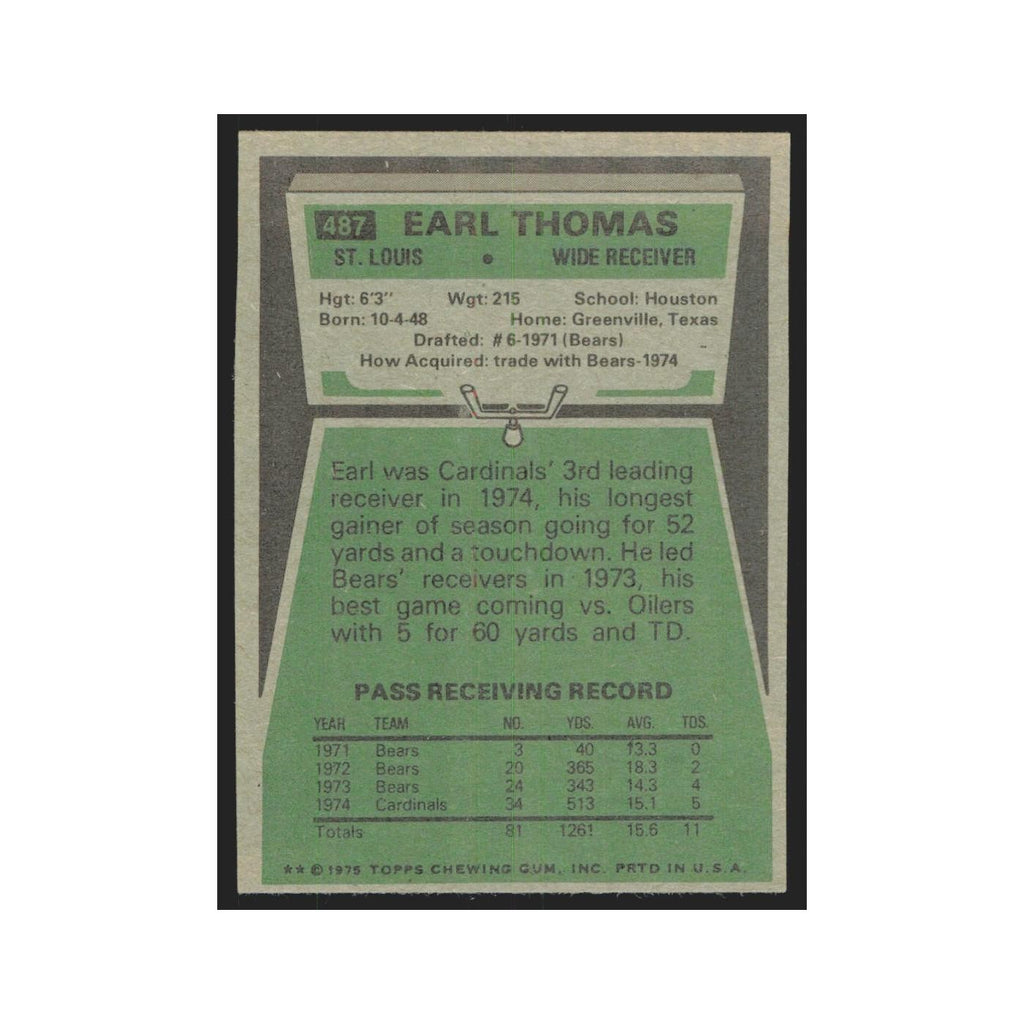 1975 Topps Earl Thomas Cardinals #487.0