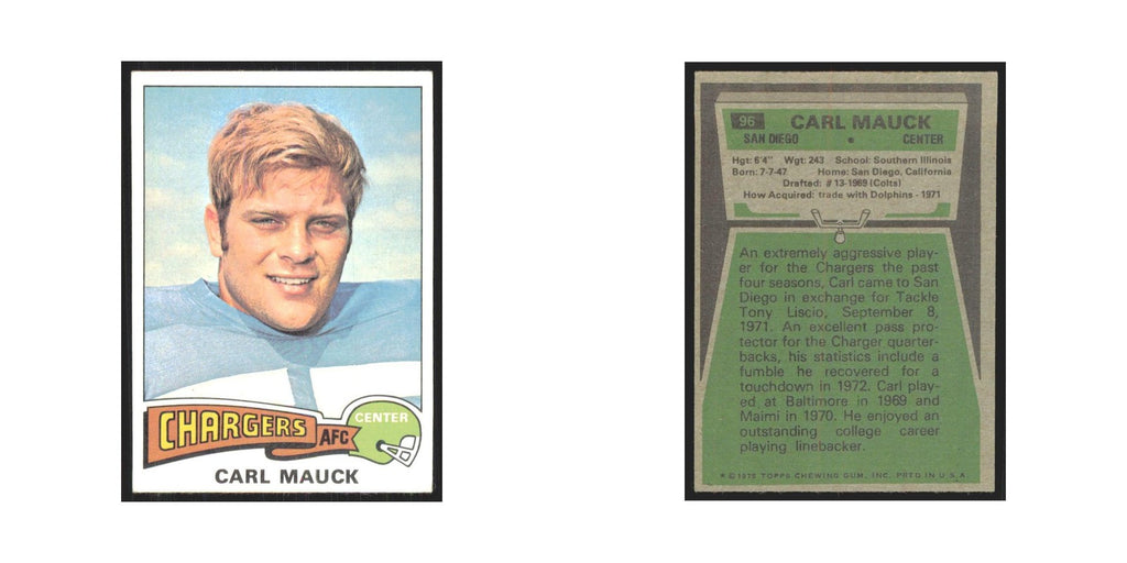 1975 Topps Carl Mauck San Diego Chargers #96.0