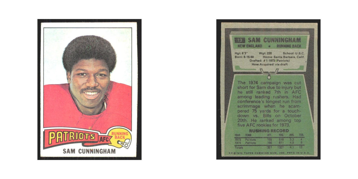 1975 Topps Sam Cunningham Patriots #13.0