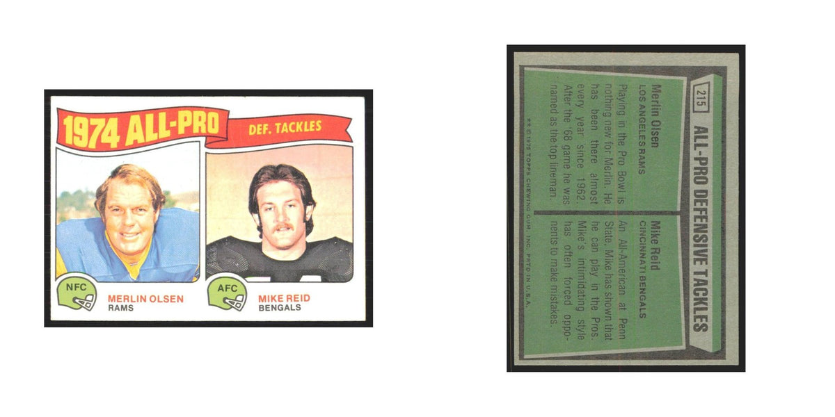 1975 Topps Merlin Olsen/Mike Reid Los Angeles Rams/Cincinnati Bengals #215.0