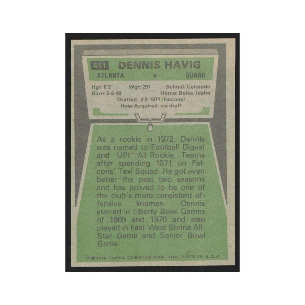 1975 Topps Dennis Havig Falcons #411.0