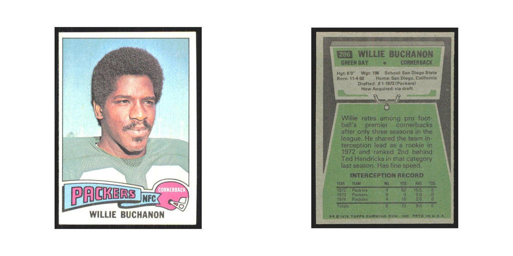 1975 Topps Willie Buchanon Packers #286.0