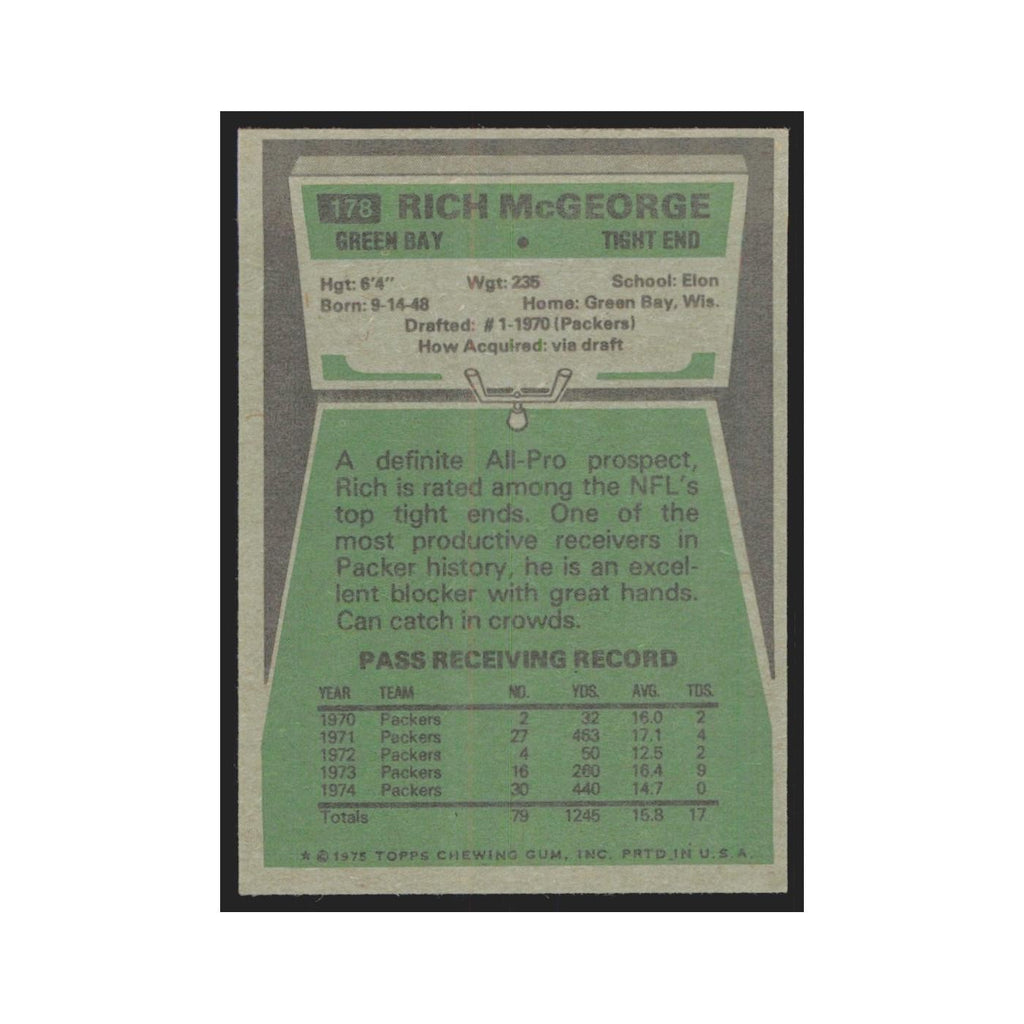 1975 Topps Rich Mcgeorge Packers #178.0