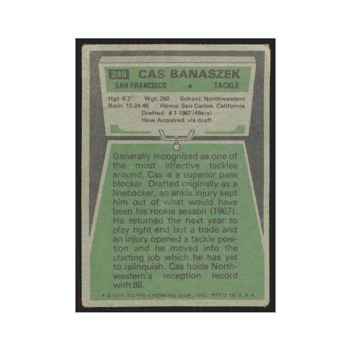 1975 Topps Cas Banaszek 49ers #248.0