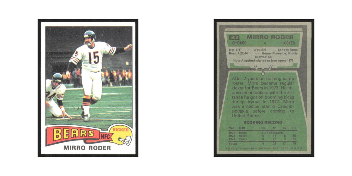 1975 Topps Mirro Roder Bears #508.0
