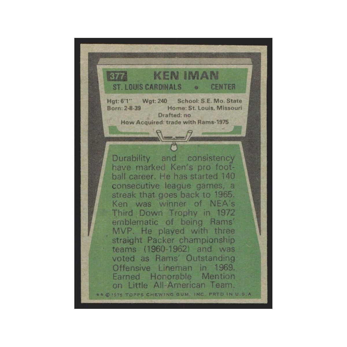 1975 Topps Ken Iman Cardinals #377.0