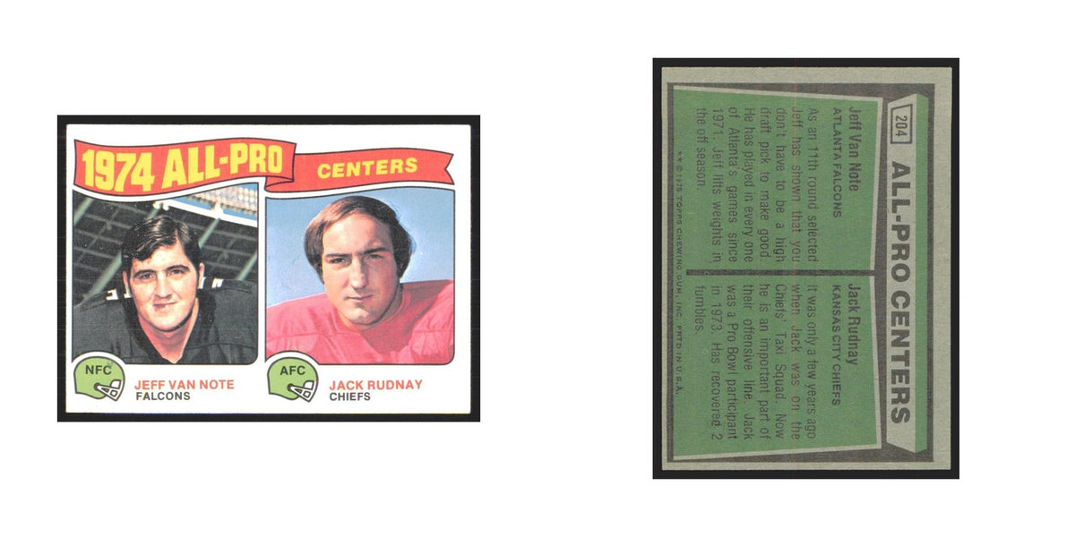 1975 Topps Jeff Van Note/Jack Rudnay Atlanta Falcons/Kansas City Chiefs #204.0