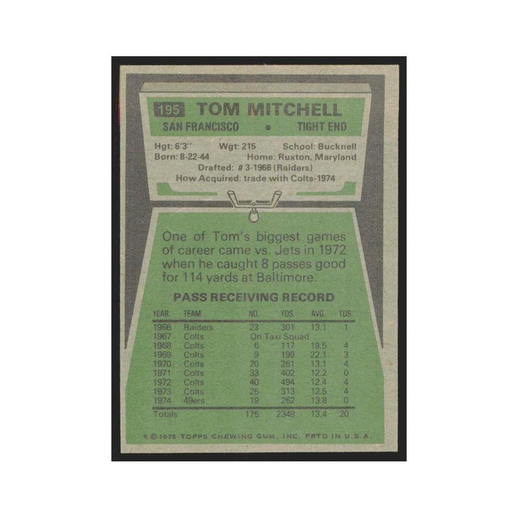 1975 Topps Tom Mitchell 49ers #195.0