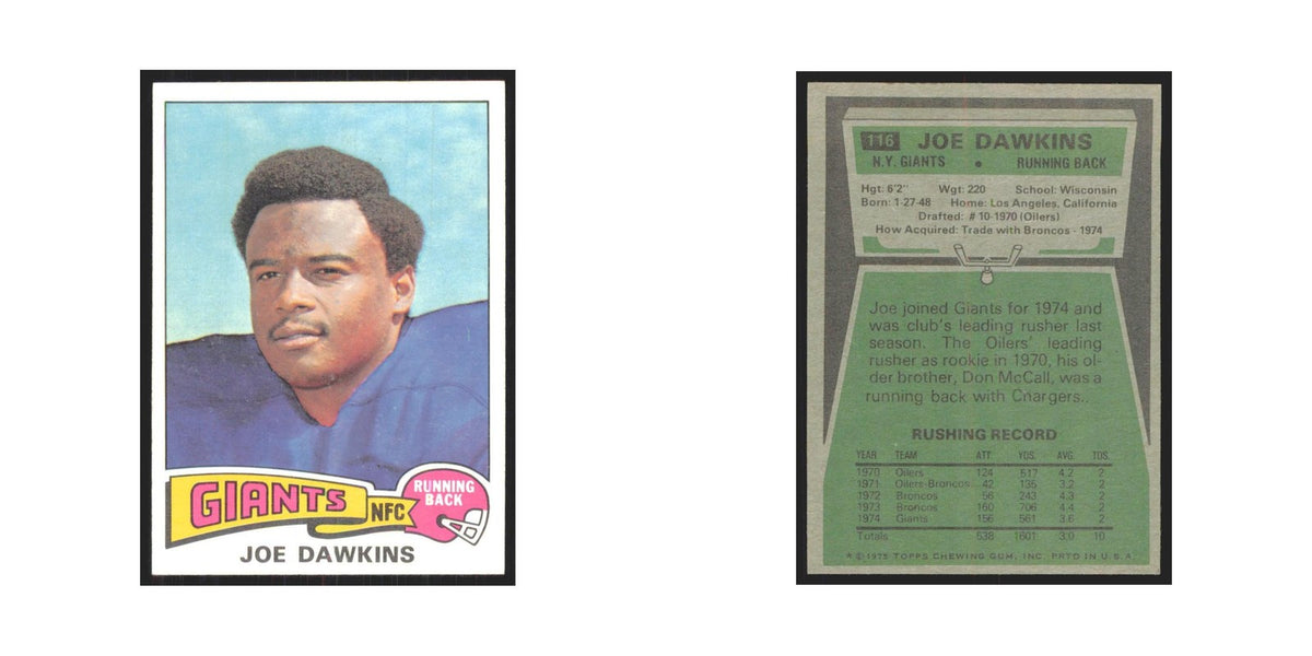 1975 Topps Joe Dawkins Giants #116.0