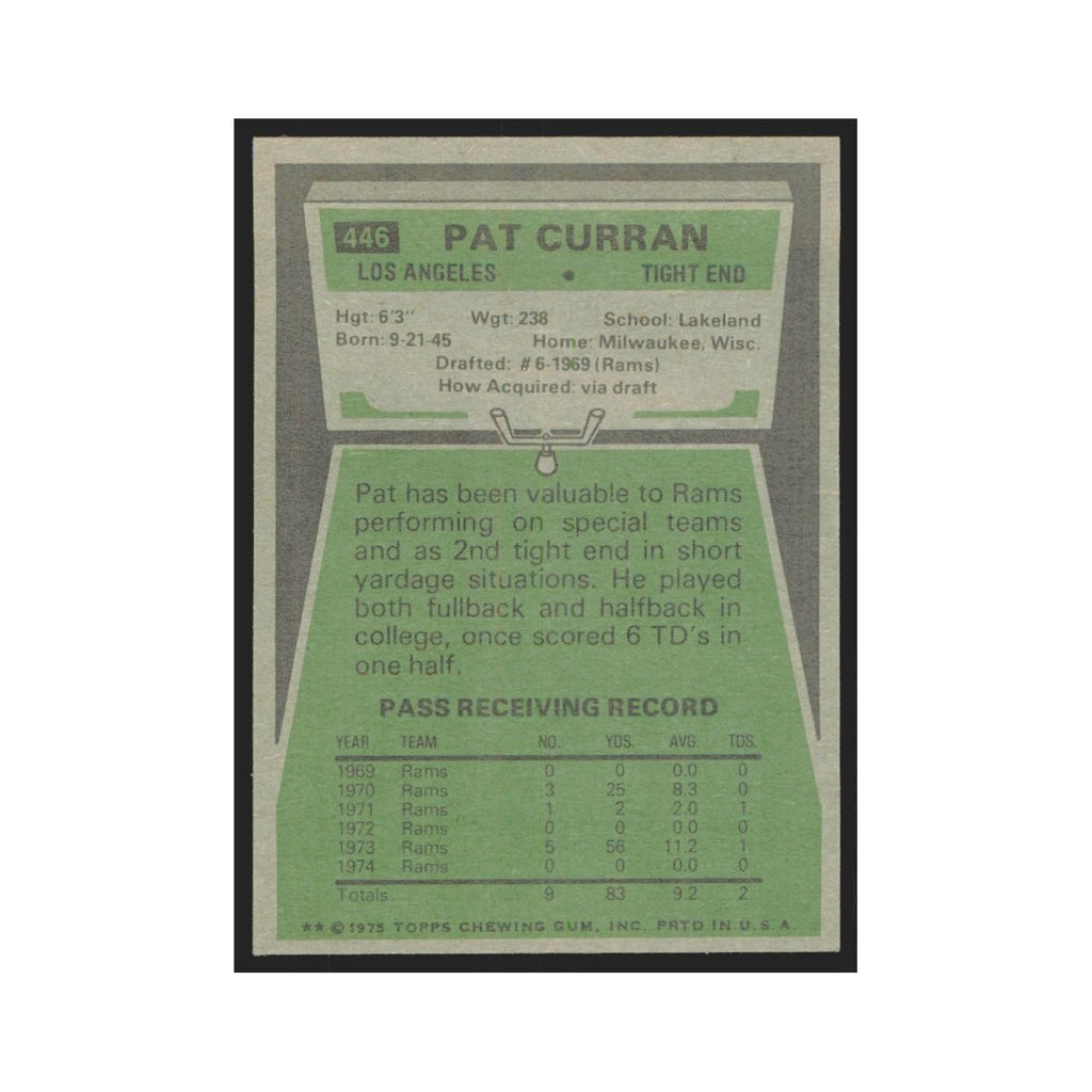 1975 Topps Pat Curran Rams #446.0