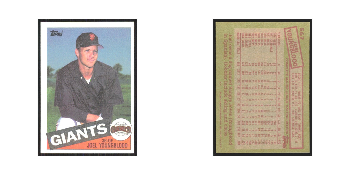 1985 Topps Joel Youngblood Giants #567