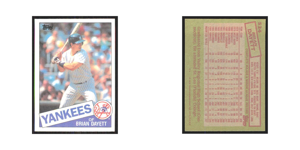 1985 Topps Brian Dayett Yankees #534